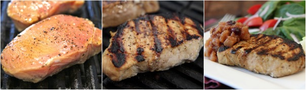 Grilled New York Pork Chops with Apple Cranberry Chutney