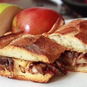 Gouda, Bacon, Pear with Balsamic Onions Sandwich Recipe