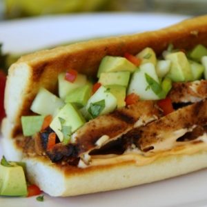 Grilled Chicken Banh Mi with Avocado Cucumber Relish #SummerGathering