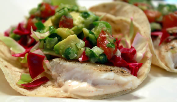 Click for the Grilled Fish Tacos Recipe