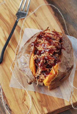 Pulled Pork Stuffed Sweet Potato from Jessica Segarra, The Novice Chef