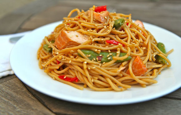 Spicy Hoisin Glazed Salmon Spaghetti Recipe Video
