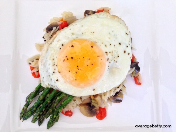 Butter Fried Egg with Asparagus and Lemon Garlic Wild Rice Recipe