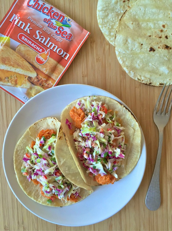 Quick and Easy Spicy Salmon Tacos Recipe f/ Chicken of the Sea Pink Salmon